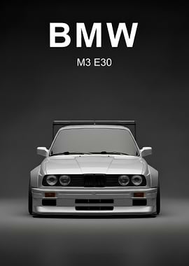 silver race BMW M3 E30 Front View