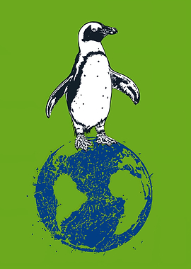 Penguin Standing on Planet Earth