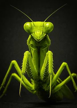 Close-up of a green praying mantis