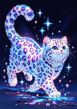 Magical Snow Leopard in Space