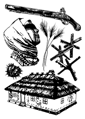 Historical Ukrainian Village Scene