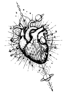 Cosmic Anatomical Heart Illustration