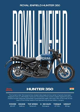 Royal Enfield Hunter 350 Motorcycle Poster