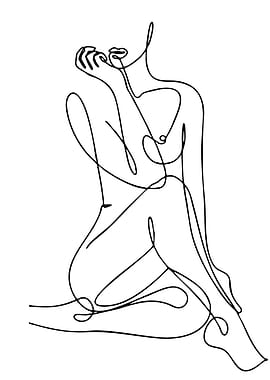 Minimalist Line Art of a Seated Woman