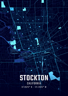Stockton California Midnight City Map