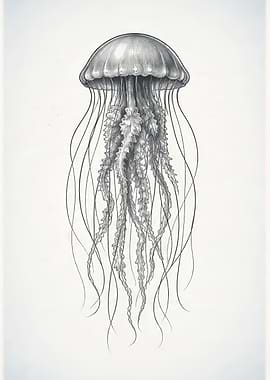 Pencil Sketch of a Jellyfish