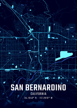 San Bernardino California Midnight City Map