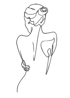 Minimalist Line Art of Woman's Back