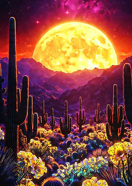 Surreal Desert Landscape at Sunset