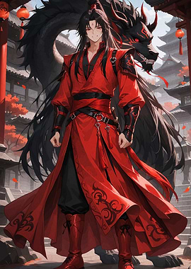 Anime Warrior with Dragon