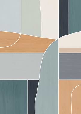 Abstract Geometric Shapes with Wood Texture