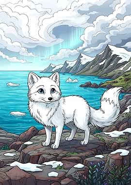 Arctic Fox in a Snowy Landscape