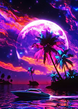Neon Tropical Night Boat Ride