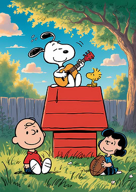 Peanuts characters enjoying a sunny day