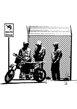 Motocross Riders by Fence