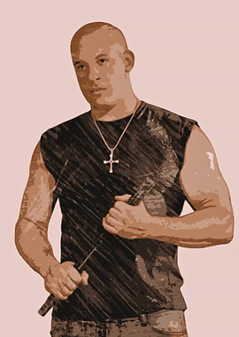 Vin Diesel with Cross Necklace