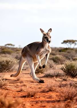 Kangaroo hopping in the Australian outback
