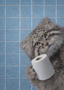 Pallas's Cat with Toilet Paper