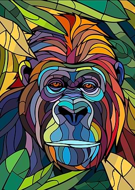 Colorful Gorilla Portrait