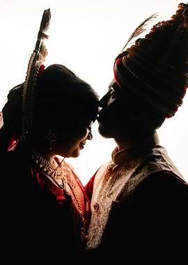 Silhouette of a wedding couple
