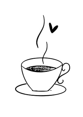 Steaming Coffee Cup with Heart