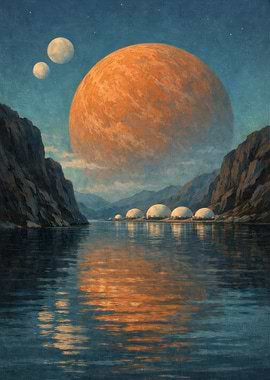Alien Planet Landscape with Domes