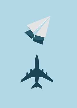 Paper Airplane and Jet Silhouette