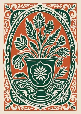 Ornate Floral Vase Illustration