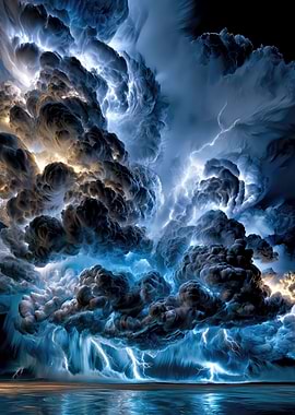 Dramatic Lightning Storm Over Ocean