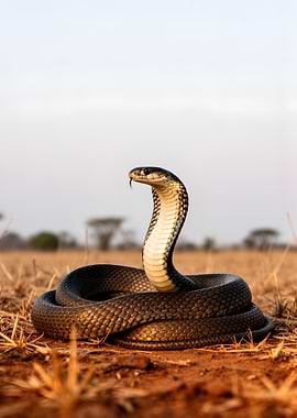 Cobra Snake in the Savannah