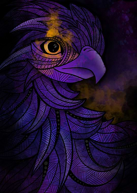 Mystical Purple Eagle Portrait