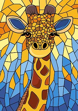 Stained Glass Giraffe Portrait