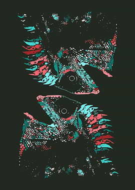 Two Abstract Reptile Heads