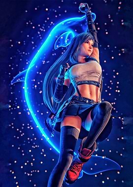 Tifa Lockhart with Neon Dolphin