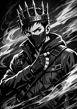 Anime King with Mask and Crown