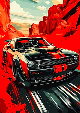 Dodge Challenger in Desert Landscape