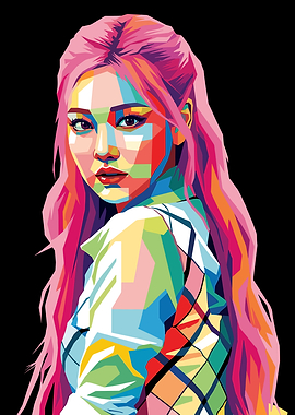 Roseanne Blackpink Colorful Pop Art Portrait