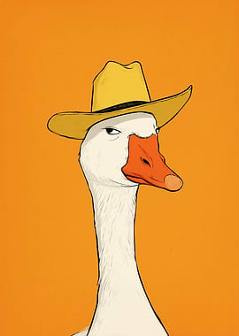 Goose Wearing a Cowboy Hat