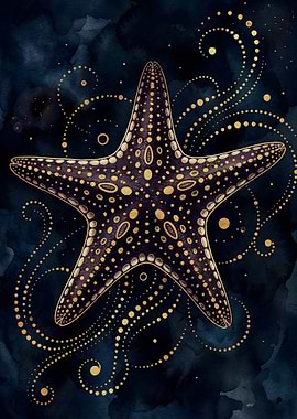 Starfish with Golden Bubbles