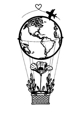 Hot Air Balloon Globe with Flower