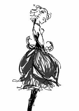 Sketch of a woman in a dress