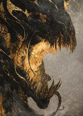 Abstract Black and Gold Portrait