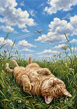 Cat Napping Under Airplane