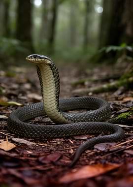 Cobra snake in forest path