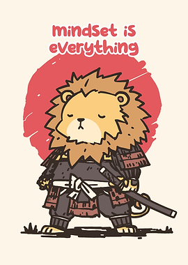 Samurai Lion with Inspirational Text