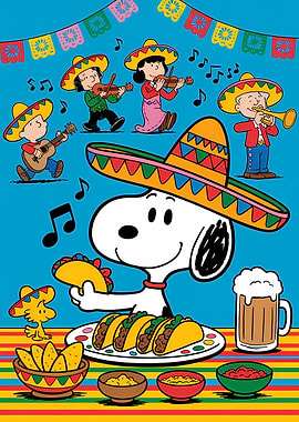 Peanuts characters celebrating Cinco de Mayo