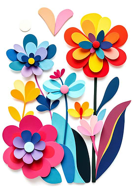 Colorful Paper Cut Flowers