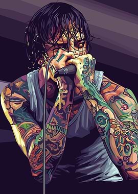 Noah Sbastian Tattooed Singer with Microphone