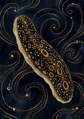Gold Sea Slug on Dark Background
