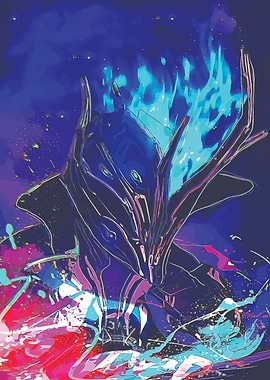 Warframe Blue Fiery Robot